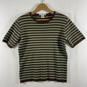 Bordado Womens Peruvian Pima Cotton Stripped Knit Top Sz M Preppy Sweater Tee